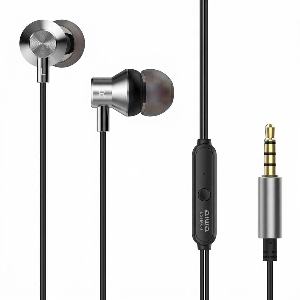 Aiwa ESTM-50 Alüminyum Gövdeli Mikrofonlu Kulak İçi Kulaklık Görsel 1