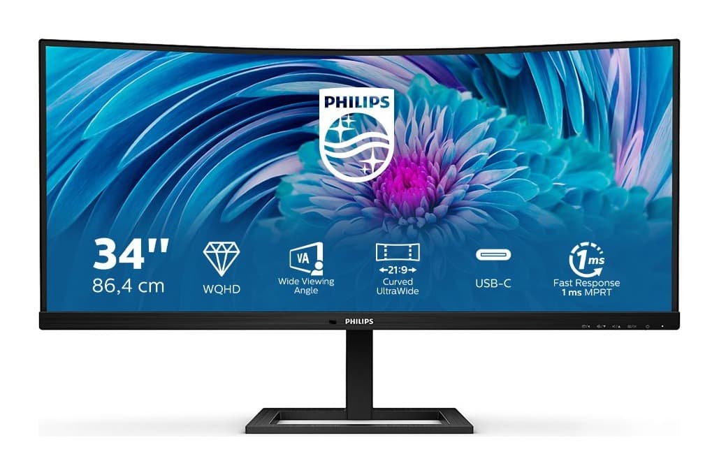 Philips 346E2CUAE/00 34 inç 100Hz 1ms 1500R UWQHD Kavisli USB-C Monitör Görsel 1