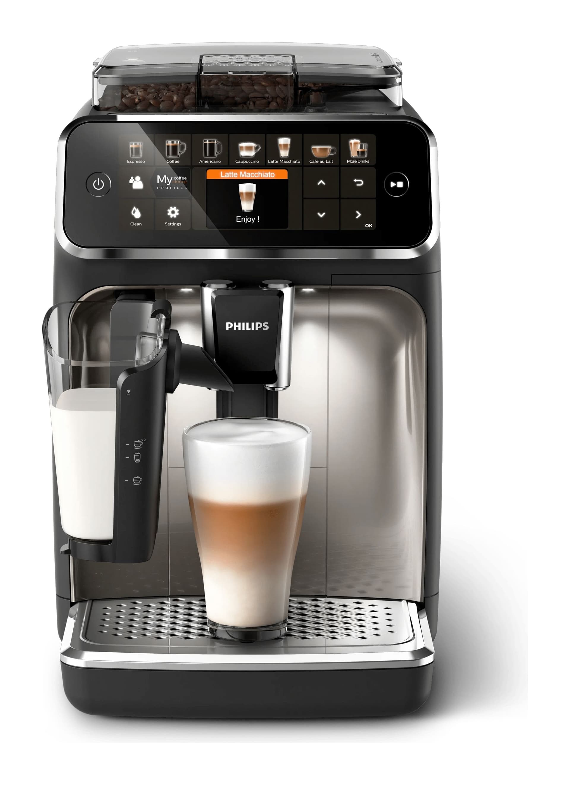 Philips 5400 Serisi LatteGo EP5447/90 Tam Otomatik Espresso Makinesi (Krom) Görsel 1