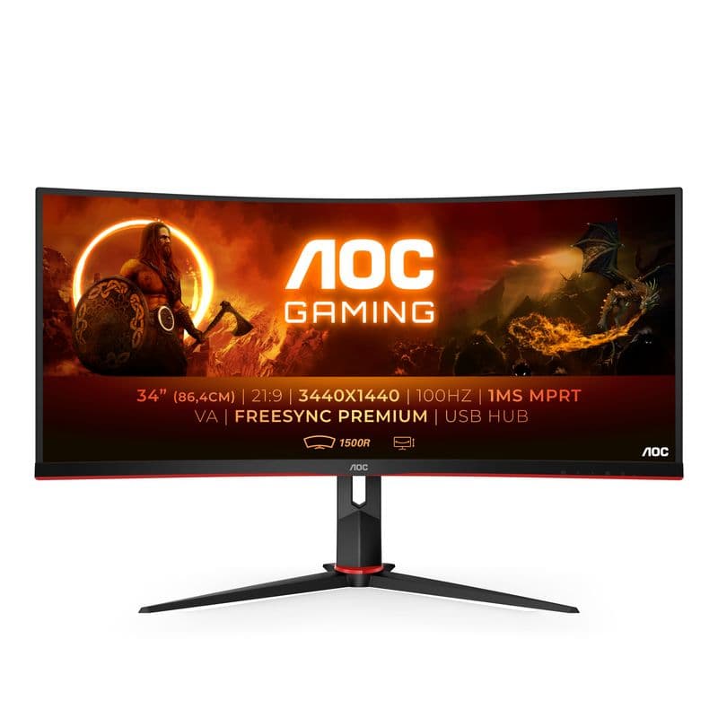 AOC CU34G2/BK 34 inç 100Hz 1ms 1500R UWQHD Kavisli Gaming Monitör