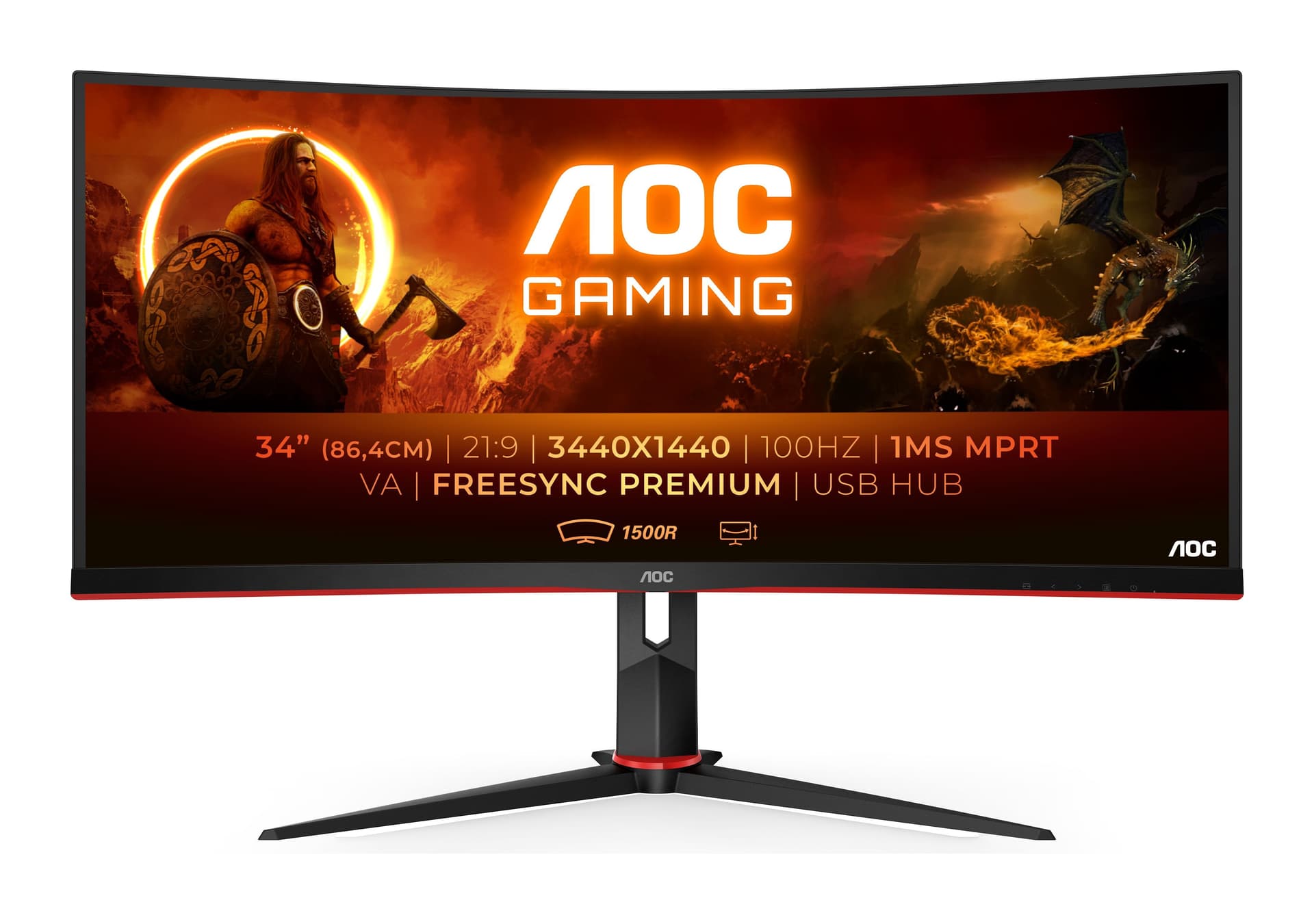 AOC CU34G2/BK 34 inç 100Hz 1ms 1500R UWQHD Kavisli Gaming Monitör Görsel 1