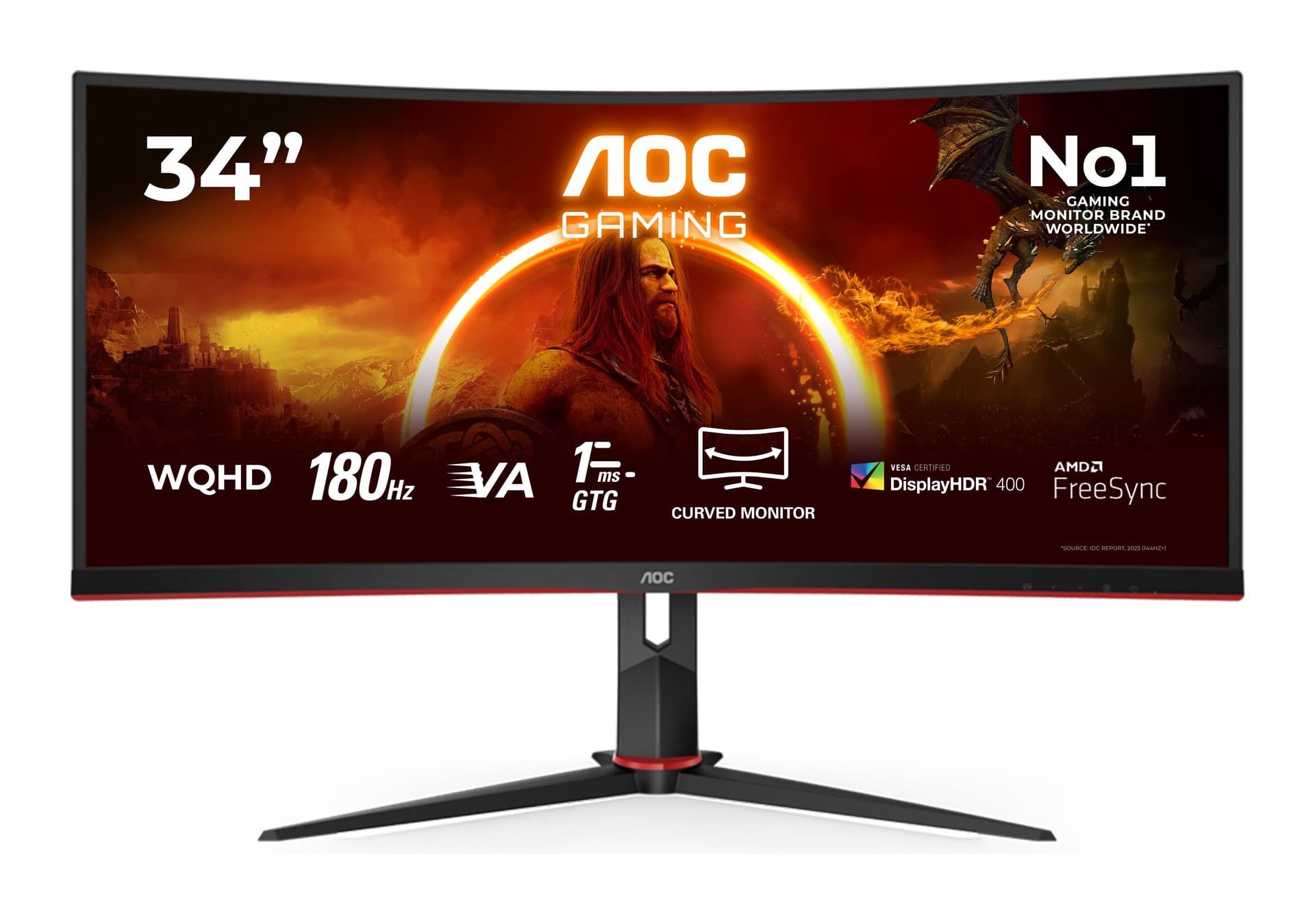 AOC CU34G2XP/BK 34 inç 180Hz 1ms 1500R UWQHD Gaming Monitör Görsel 1