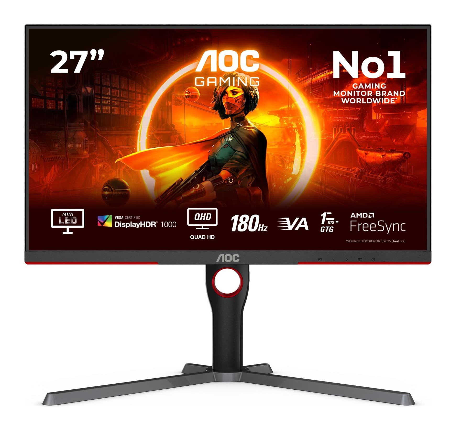 AOC Q27G3XMN/BK 27 inç 180Hz Mini-LED DisplayHDR 1000 WQHD Monitör Görsel 1