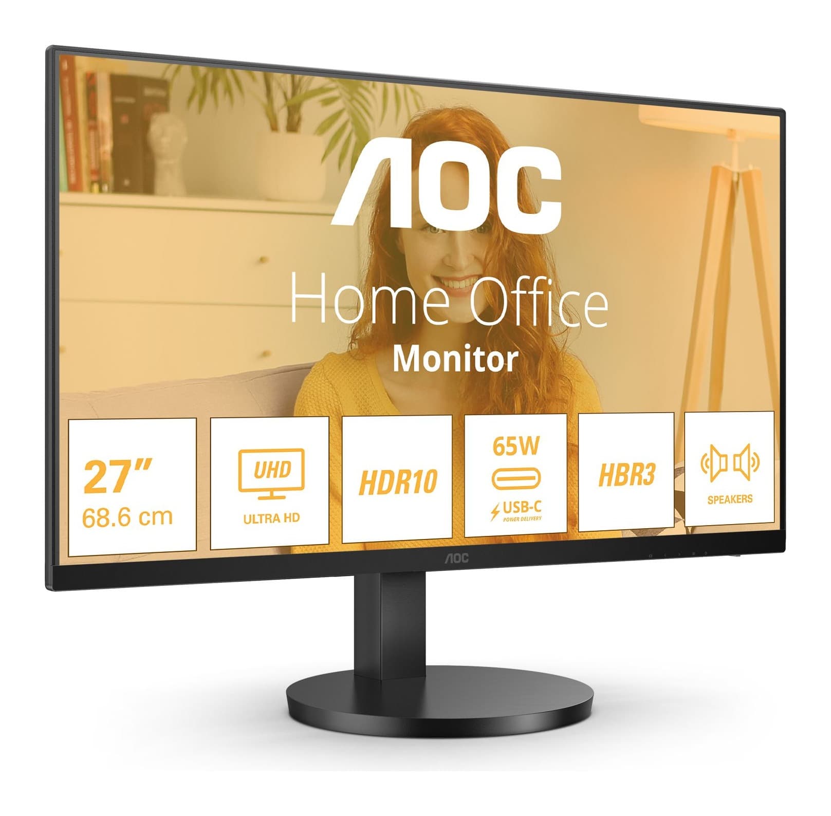 AOC U27B3CF 27 inç 4K UHD IPS USB-C (65W PD) Hoparlörlü Monitör Görsel 1