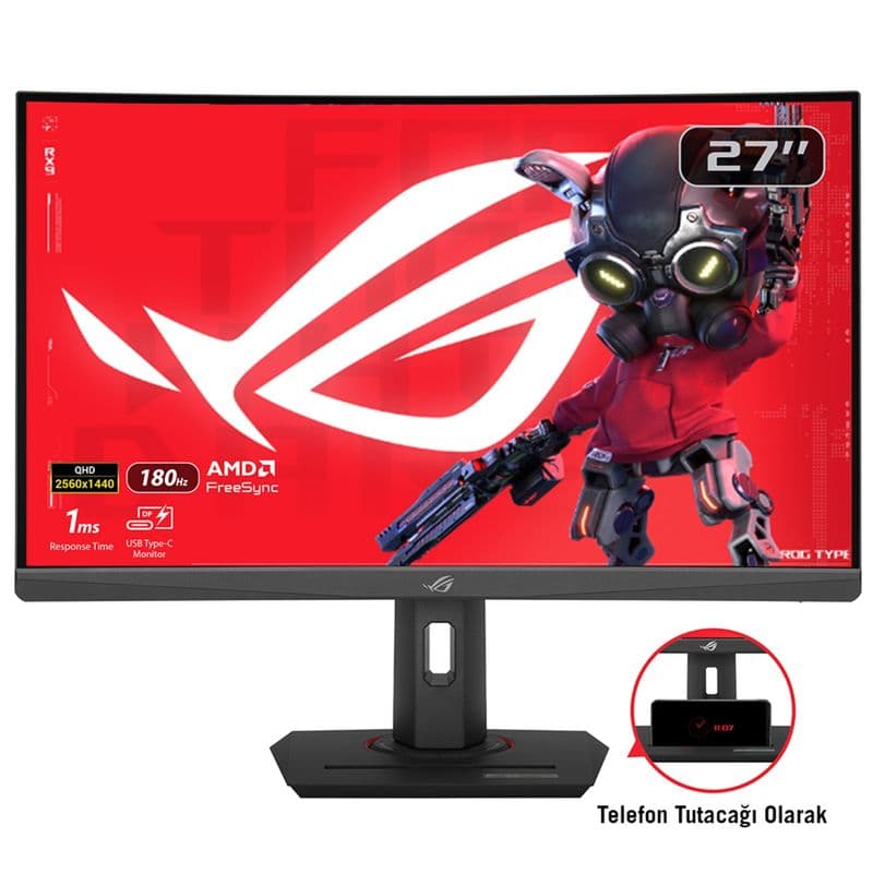 Asus ROG Strix XG27WCS 27 inç 180Hz 1ms 1500R WQHD Fast VA Pivot Gaming