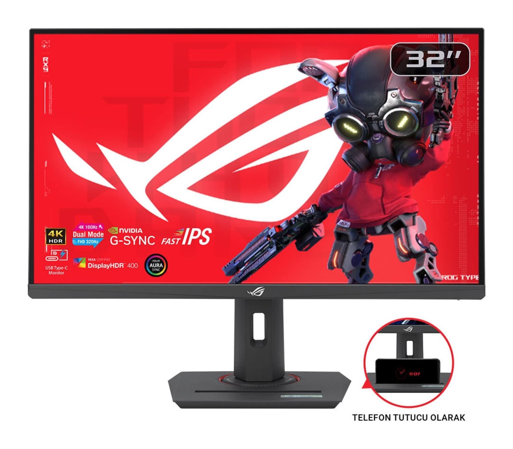 Asus ROG Strix XG32UCG 32 inç 4K 160Hz / FHD 320Hz Dual Mode Fast IPS Monitör Görsel 1