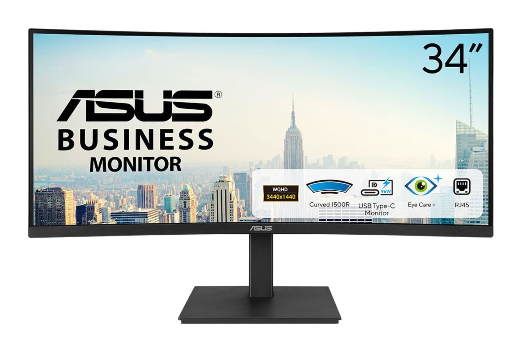 Asus VA34VCPSR 34 inç 100Hz 1500R UWQHD USB-C (65W PD) RJ45 Monitör Görsel 1