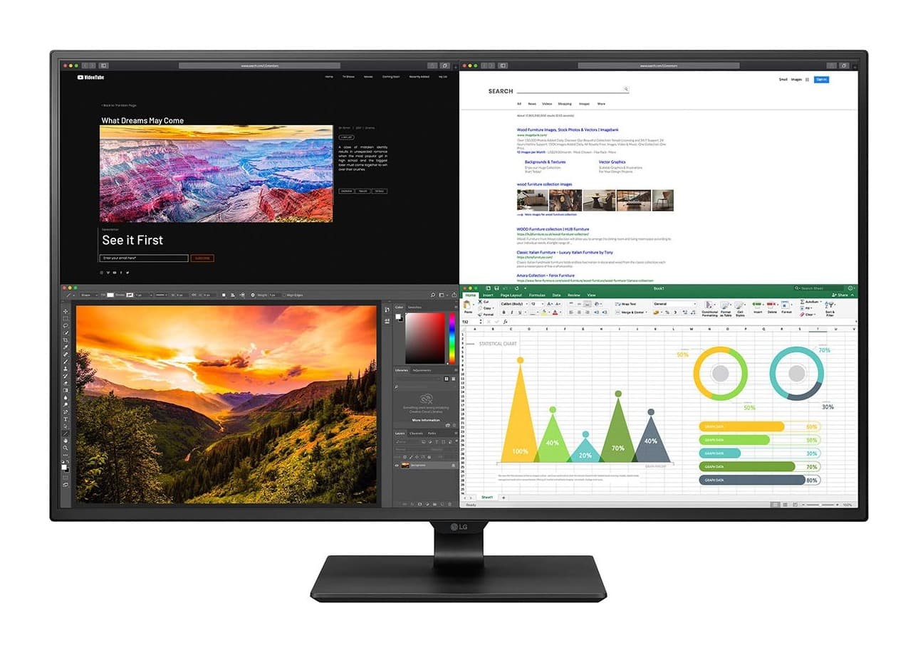 LG 43UN700-B 42.5 inç 4K UHD 4-Ekran PBP USB-C 60W IPS Monitör Görsel 1