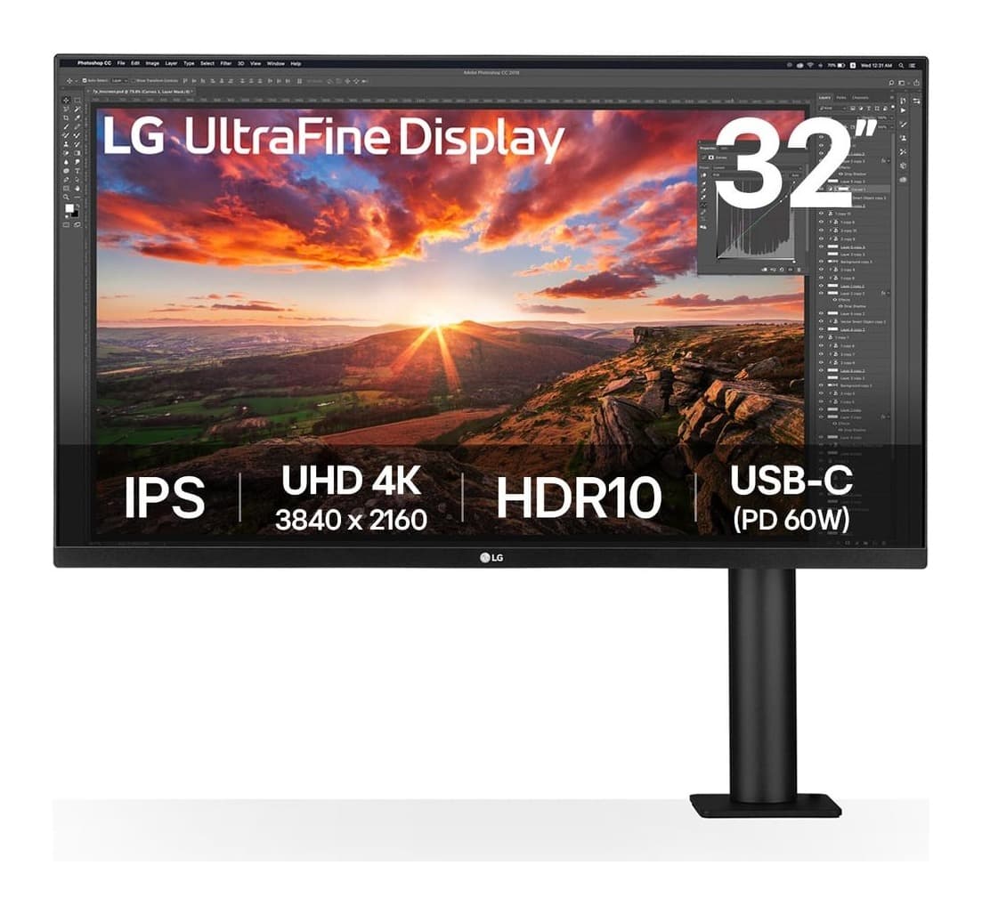 LG UltraFine 32UN880K-B 31.5 inç 4K UHD Ergo Kolu IPS USB-C Monitör Görsel 1