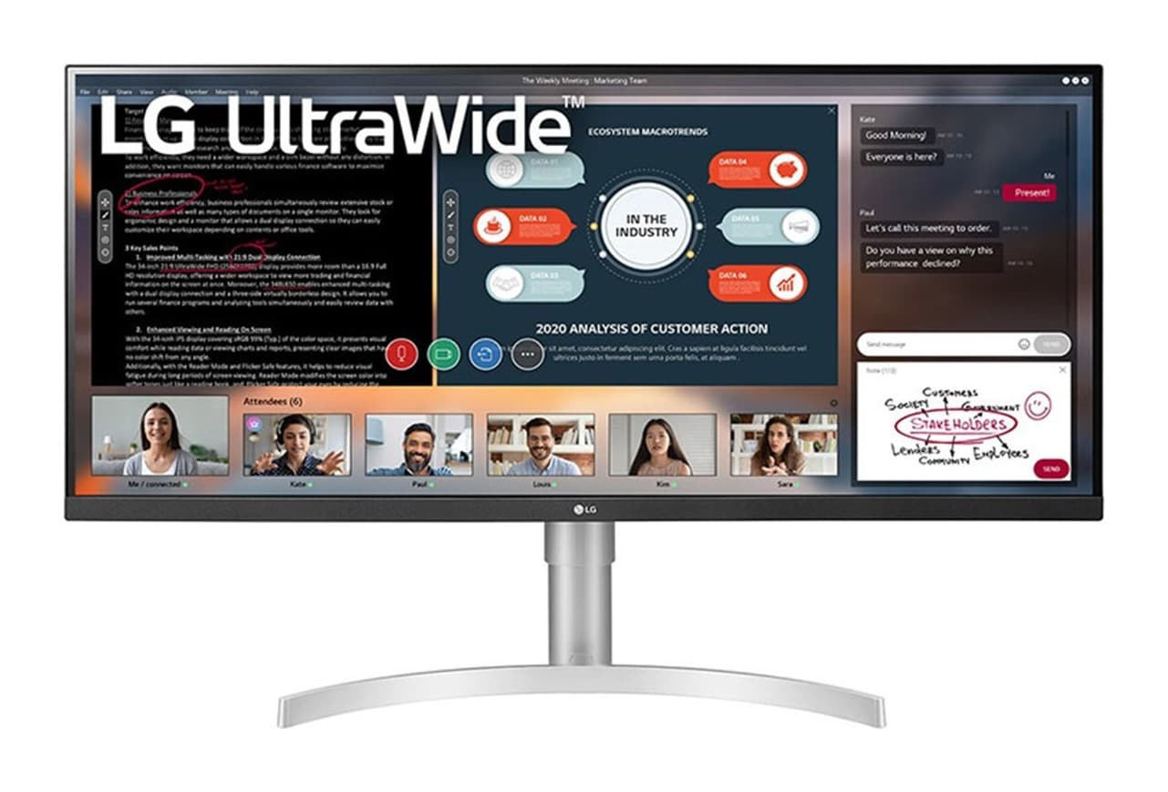 LG UltraWide 34WN650-W 34 inç WFHD IPS VESA DisplayHDR 400 Hoparlörlü Monitör Görsel 1