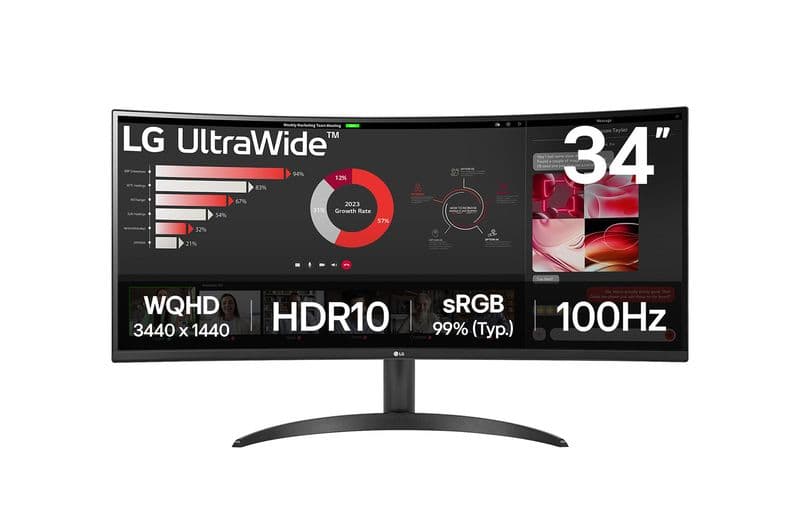 LG UltraWide 34WR50QK-B 34 inç 100Hz WQHD HDR10 Curved Monitör