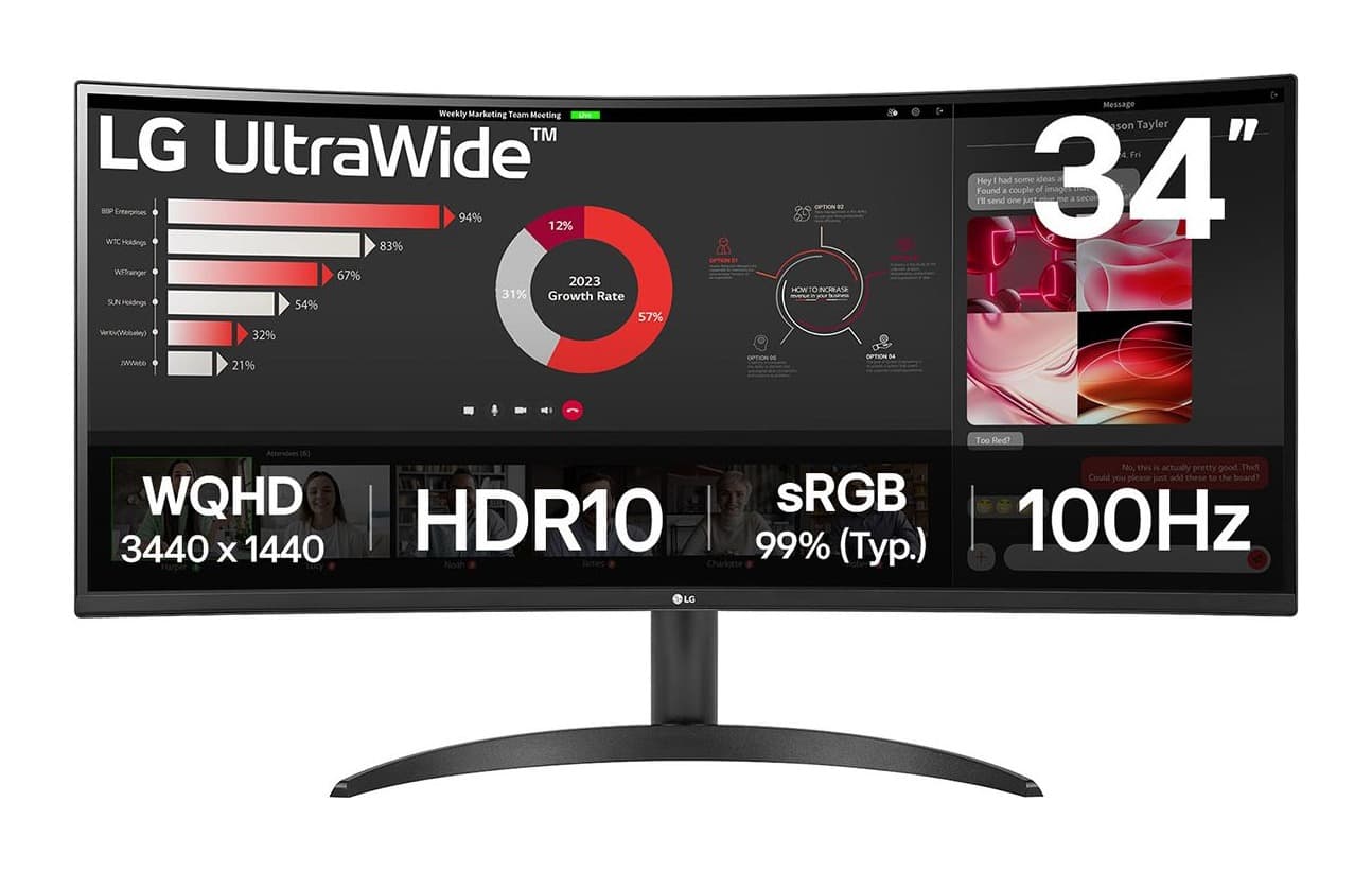 LG UltraWide 34WR50QK-B 34 inç 100Hz WQHD HDR10 Curved Monitör Görsel 1