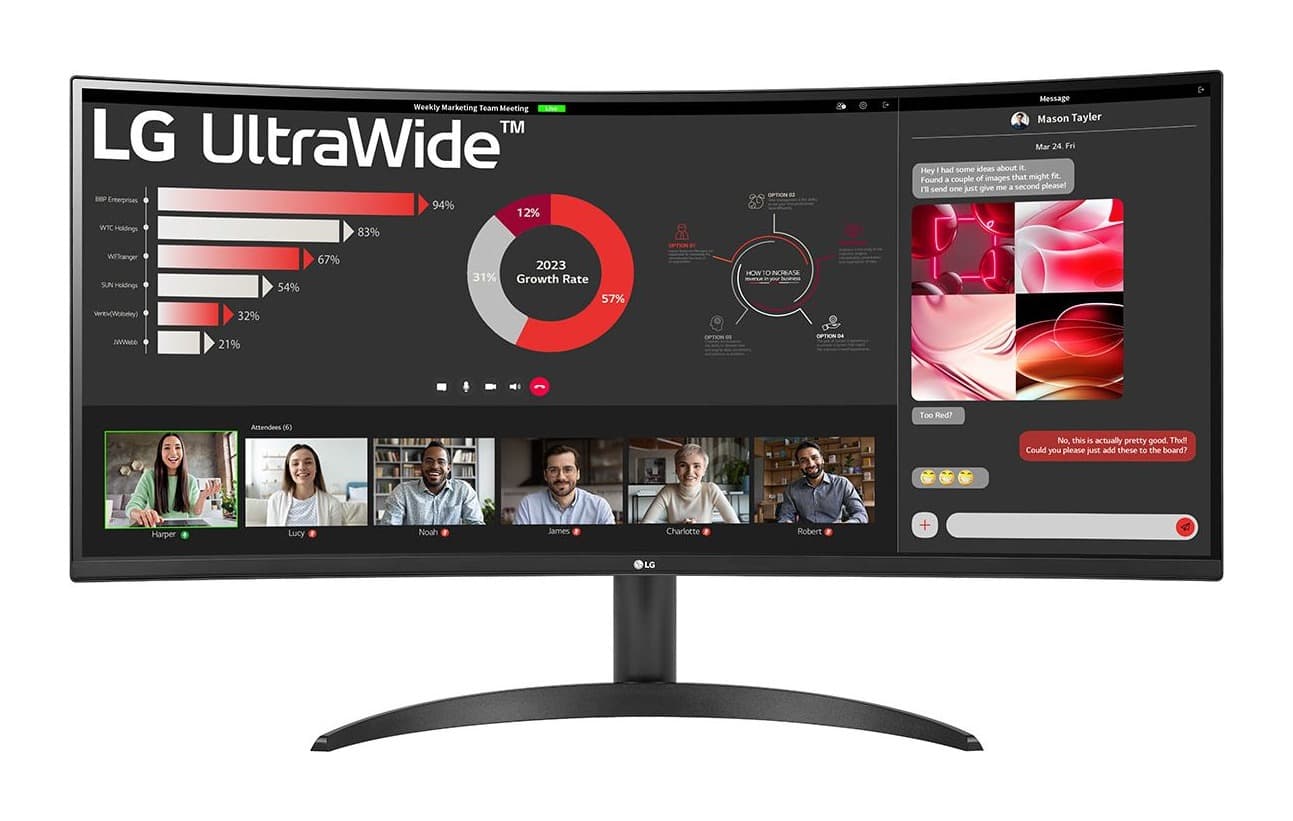 LG UltraWide 34WR50QC-B 34 inç 100Hz WQHD 1800R Curved Monitör Görsel 1
